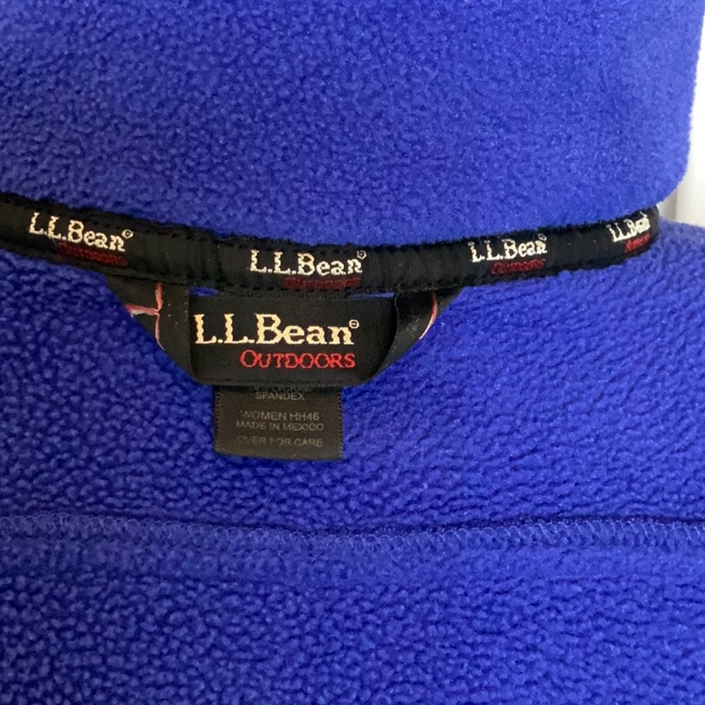 LL BEAN Polar Fleece Quarter Zip Jacket Large Pullover Coat 1/4 Blue Polartec - Picture 9 of 10